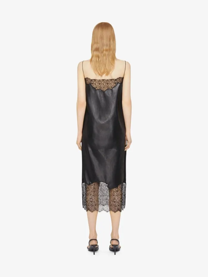 Women Dresses Givenchy Dress In Leather And Lace Black