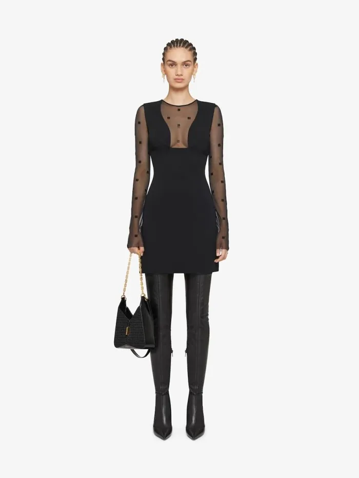 Women Dresses Givenchy Dress In Sable Stretch And 4G Tulle Black