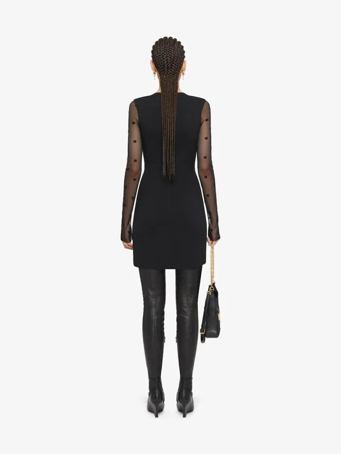 Women Dresses Givenchy Dress In Sable Stretch And 4G Tulle Black