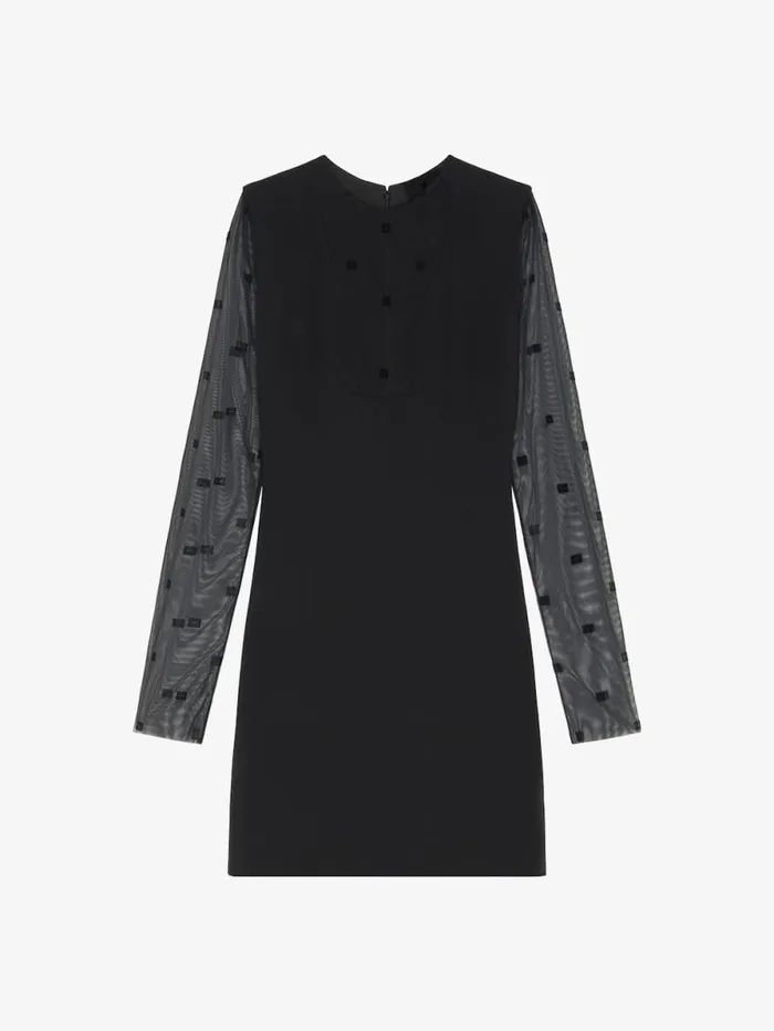 Women Dresses Givenchy Dress In Sable Stretch And 4G Tulle Black