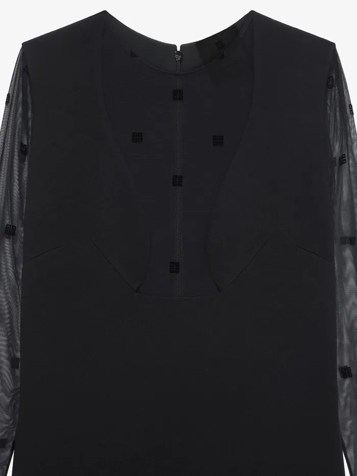 Women Dresses Givenchy Dress In Sable Stretch And 4G Tulle Black
