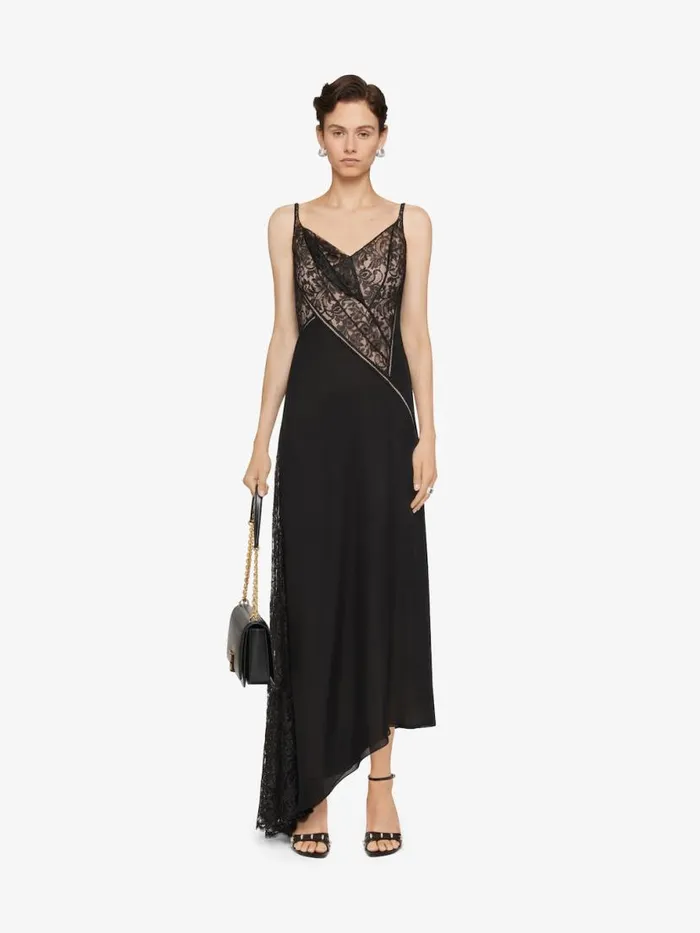 Women Dresses Givenchy Evening Dress In Mousseline And Lace Black