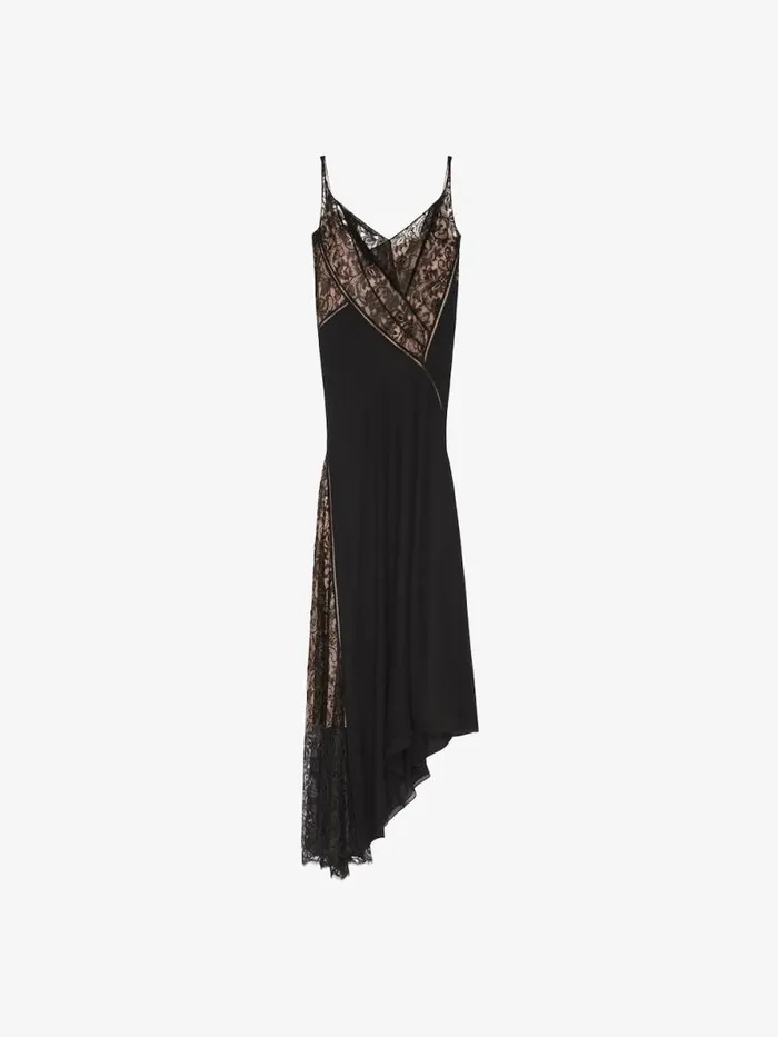 Women Dresses Givenchy Evening Dress In Mousseline And Lace Black