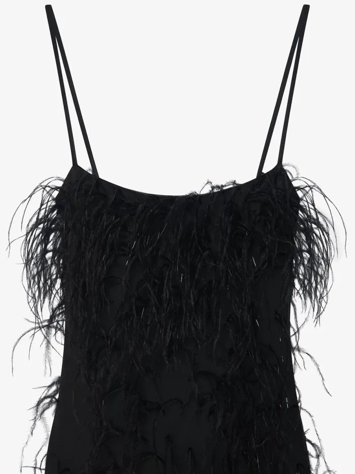 Women Dresses Givenchy Evening Straps Dress With Feathers And Lurex Black