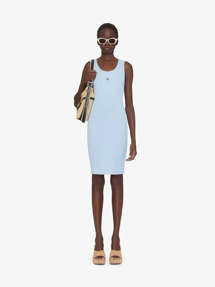 Women Dresses Givenchy Tank Dress In Cotton With 4G Detail Sky Blue