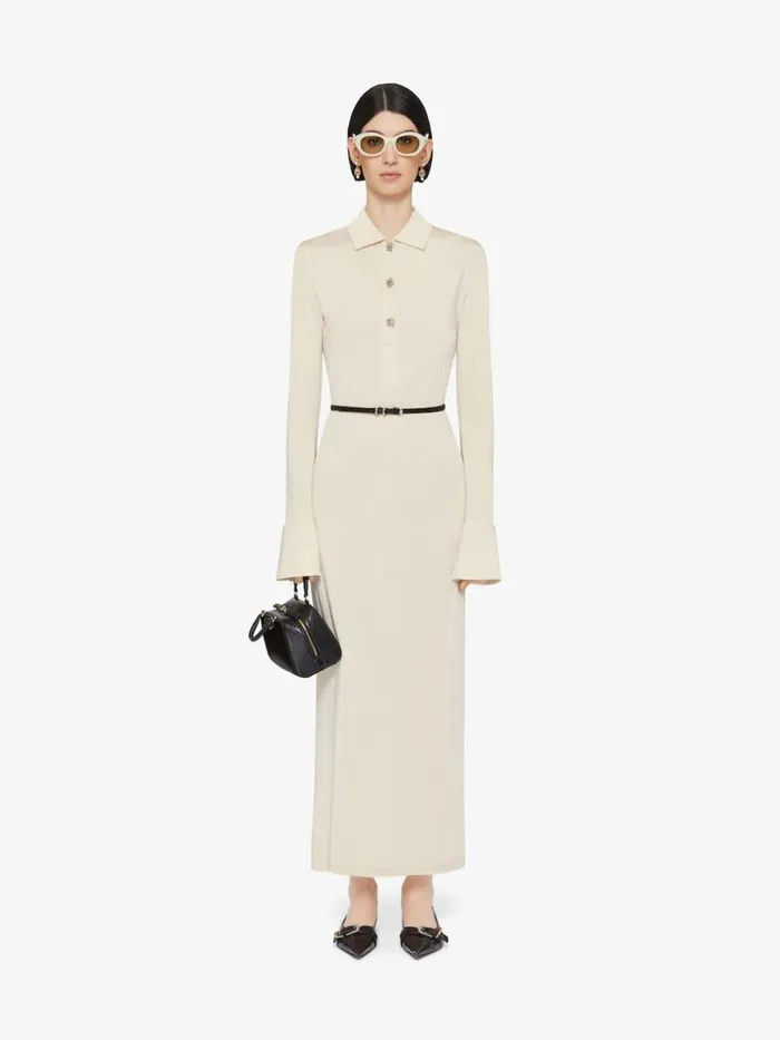 Women Dresses Givenchy Voyou Dress In Jersey With 4G Liquid Detail Ivory