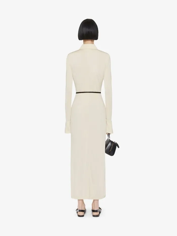 Women Dresses Givenchy Voyou Dress In Jersey With 4G Liquid Detail Ivory