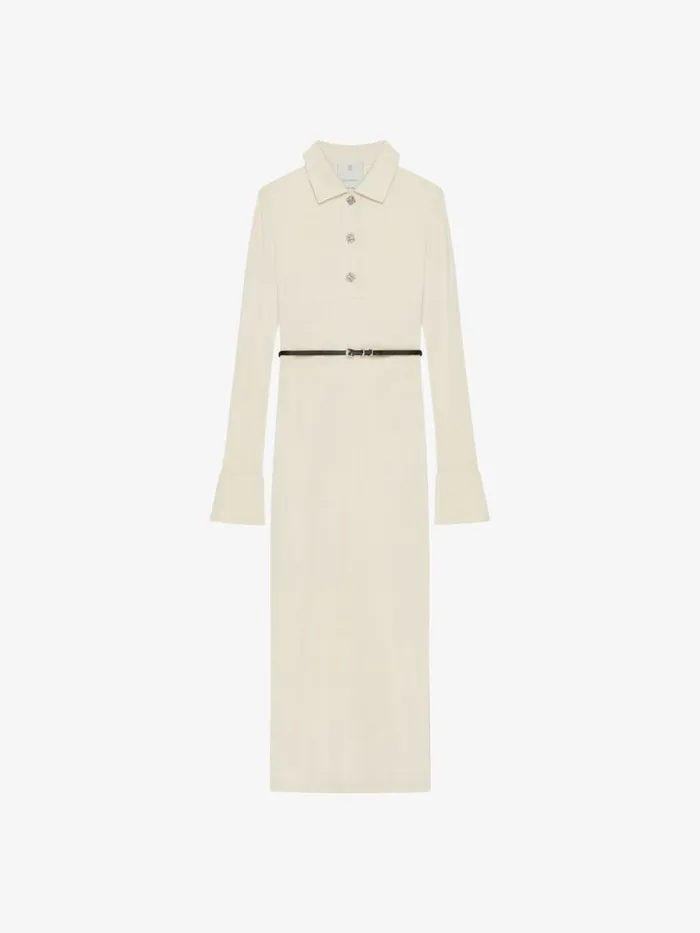 Women Dresses Givenchy Voyou Dress In Jersey With 4G Liquid Detail Ivory
