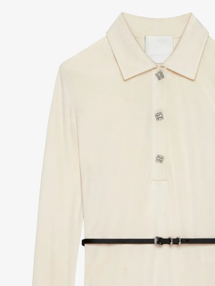 Women Dresses Givenchy Voyou Dress In Jersey With 4G Liquid Detail Ivory