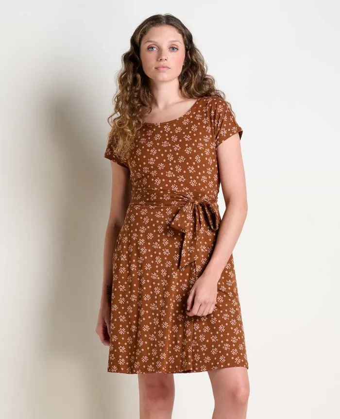 Women Dresses Toad and Co Cue Wrap Short Sleeve Dress Fawn Polka Dot Print