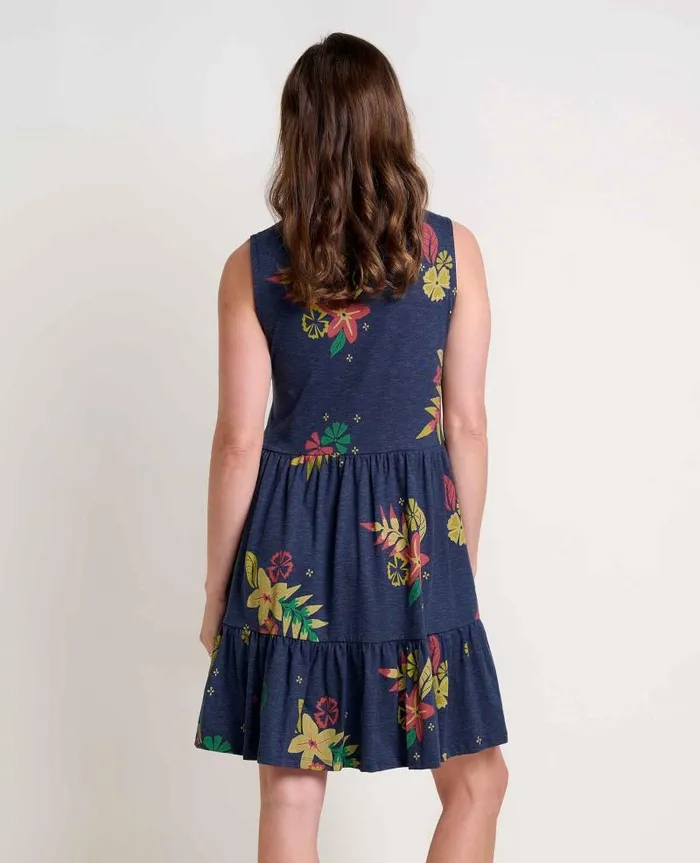 Women Dresses Toad and Co Marley Tiered Sleeveless Dress True Navy Lg Floral Print