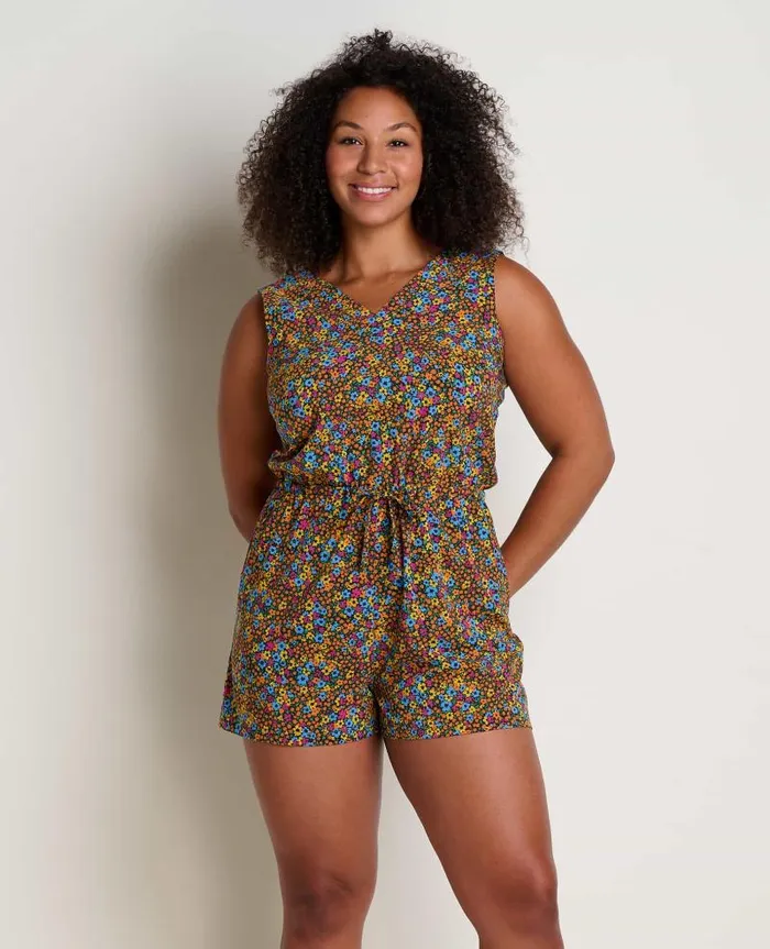 Women Dresses Toad and Co Sunkissed Liv Romper Black Micro Floral Print