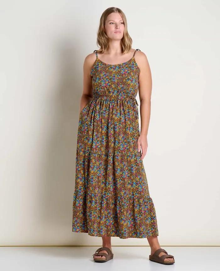 Women Dresses Toad and Co Sunkissed Tiered Sleeveless Dress Black Micro Floral Print Women Dresses Toad and Co Sunkissed Tiered Sleeveless Dress Black Micro Floral Print