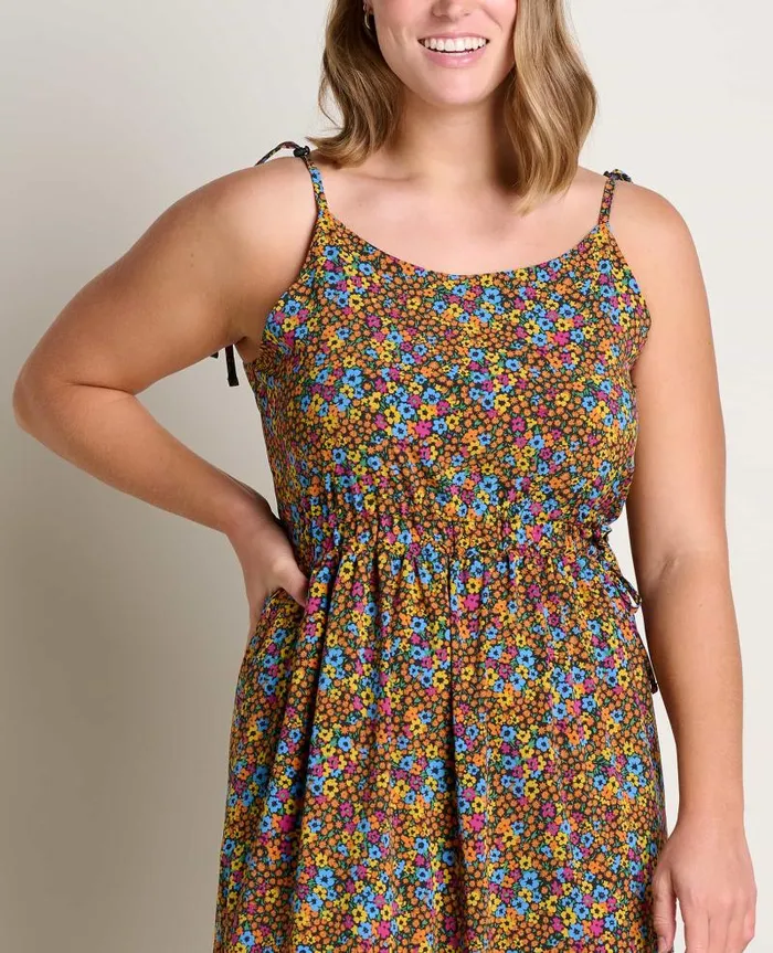 Women Dresses Toad and Co Sunkissed Tiered Sleeveless Dress Black Micro Floral Print