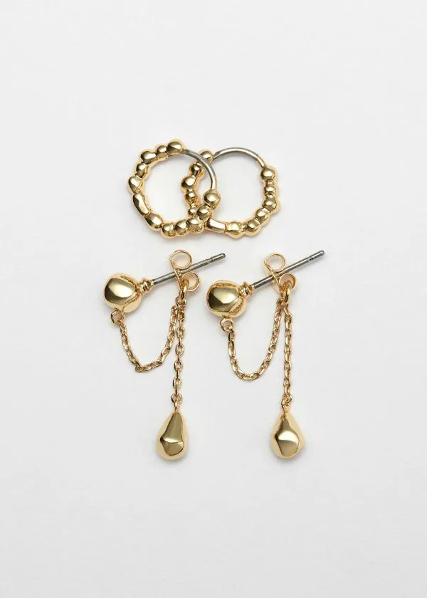 Women Earrings and Other Stories Chain Earrings Set Gold