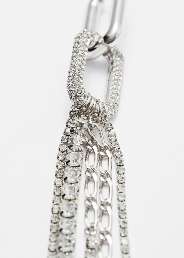 Women Earrings and Other Stories Crystal Chain Earrings Silver