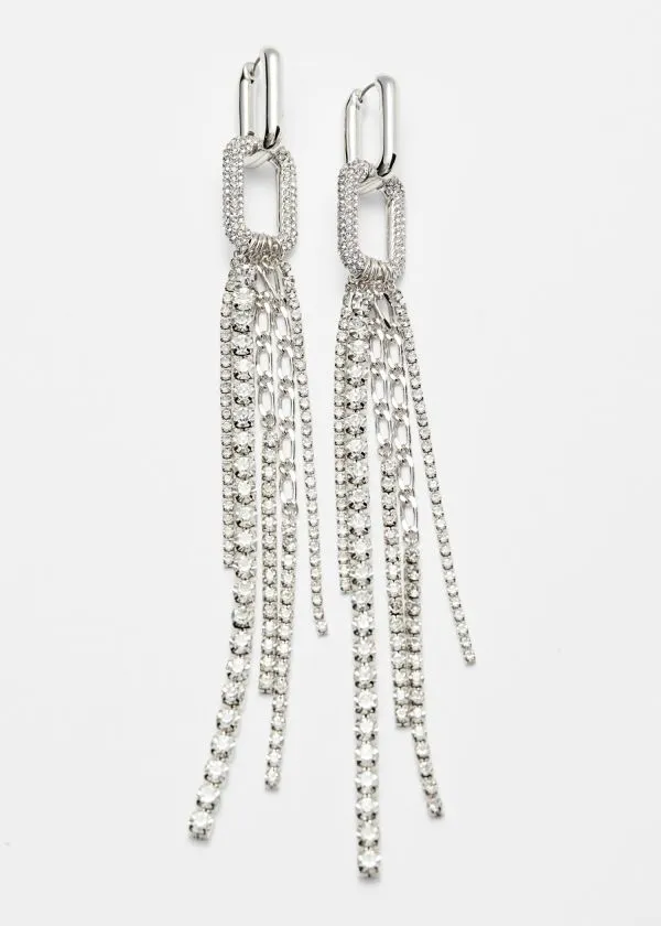 Women Earrings and Other Stories Crystal Chain Earrings Silver