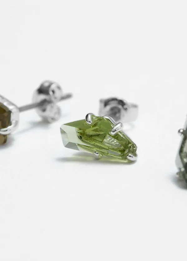 Women Earrings and Other Stories Crystal Earrings Set Emerald Green
