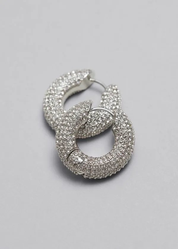 Women Earrings and Other Stories Crystal Hoop Earrings Silver