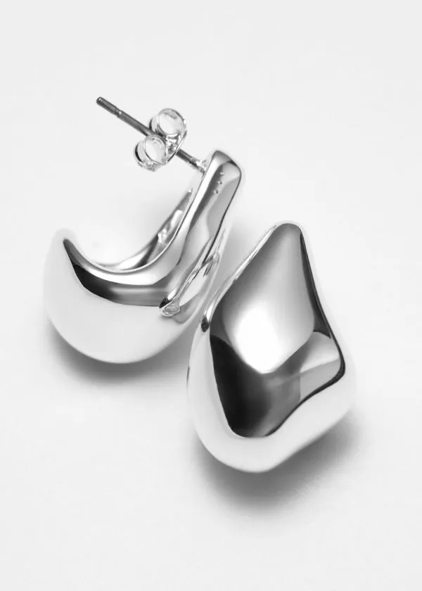 Women Earrings and Other Stories Sculpted Pebbles Earrings Silver