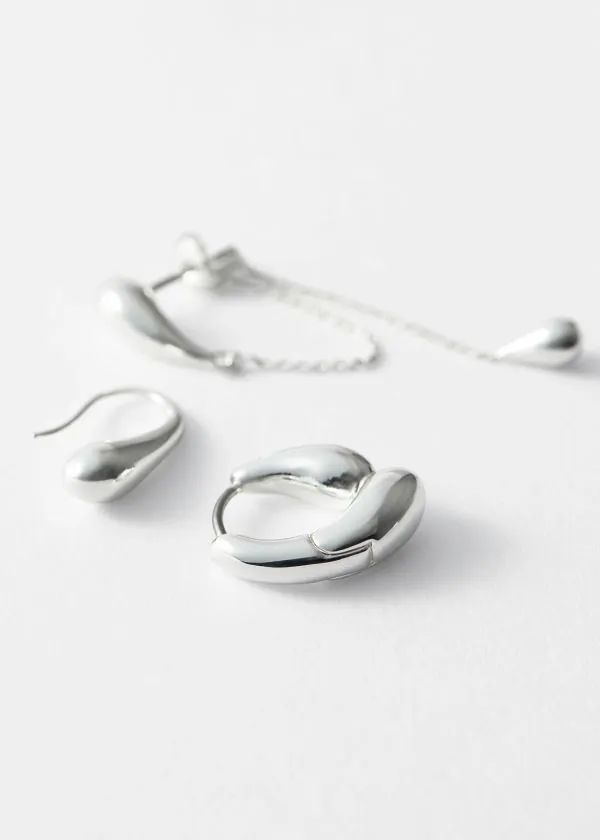 Women Earrings and Other Stories Sculptural Earrings Set Silver