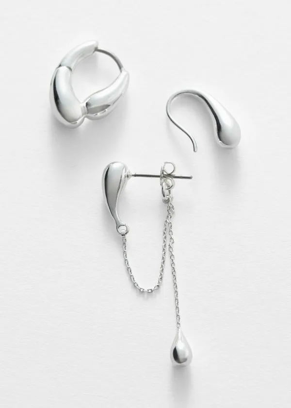 Women Earrings and Other Stories Sculptural Earrings Set Silver
