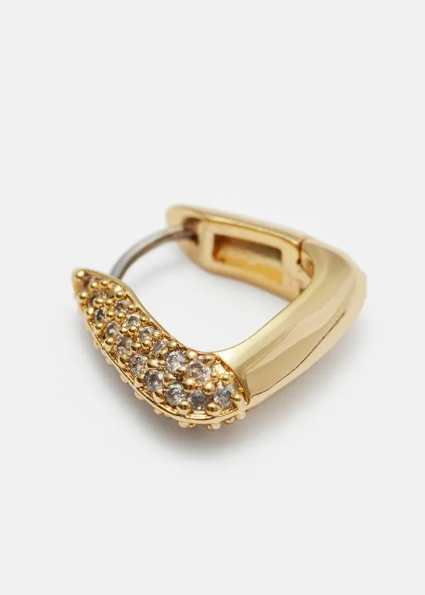 Women Earrings and Other Stories Triangular Crystal Hoops Gold