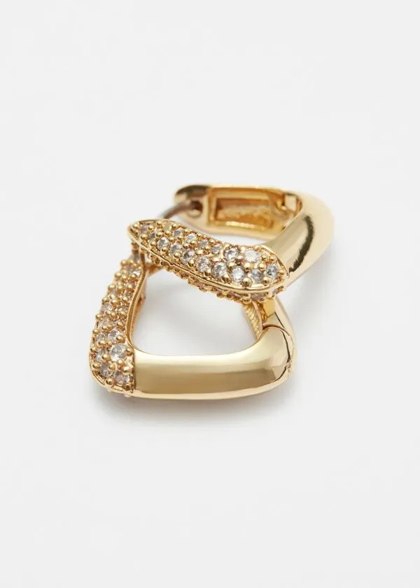 Women Earrings and Other Stories Triangular Crystal Hoops Gold