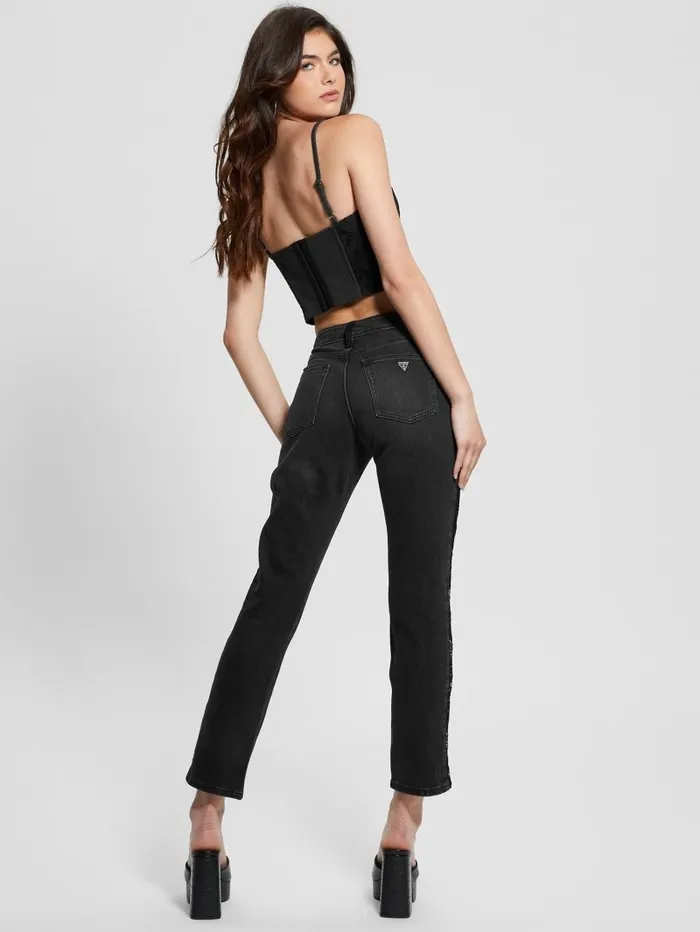 Women Eco Girly Lace Sideband Jeans Authentic Lace Jeans and Denim GUESS