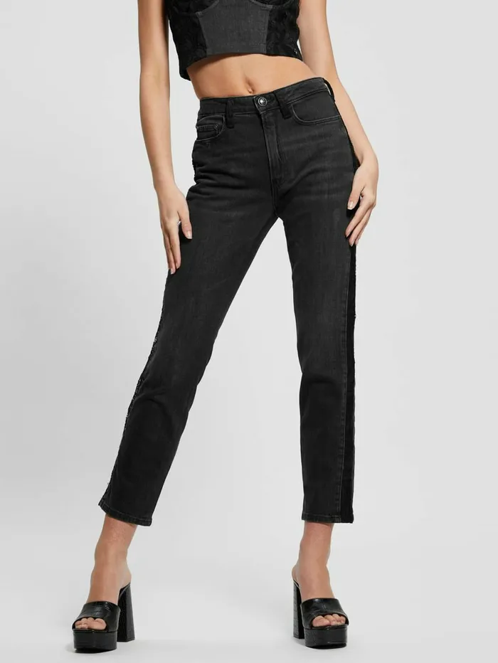 Women Eco Girly Lace Sideband Jeans Authentic Lace Jeans and Denim GUESS
