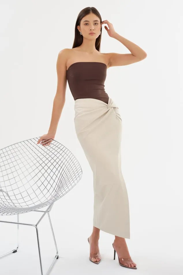Women EILEEN Faux Leather Maxi Skirt Bone LAMARQUE Skirts