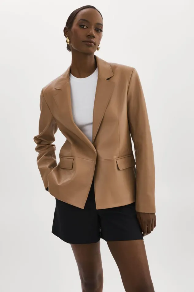 Women ELZA Leather Blazer Mocha LAMARQUE Leather Jackets