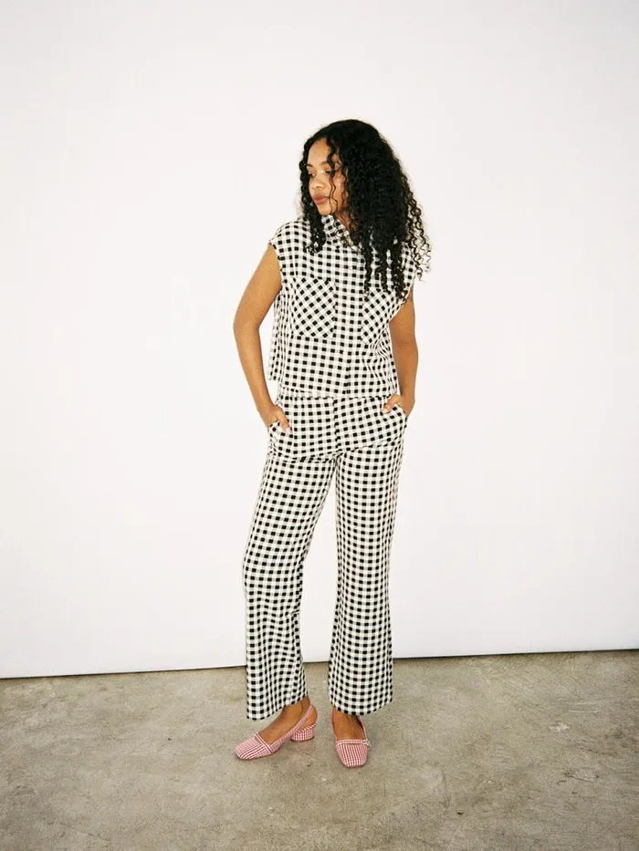 Women Estelle Button Down Black Gingham Lisa Says Gah Blouses