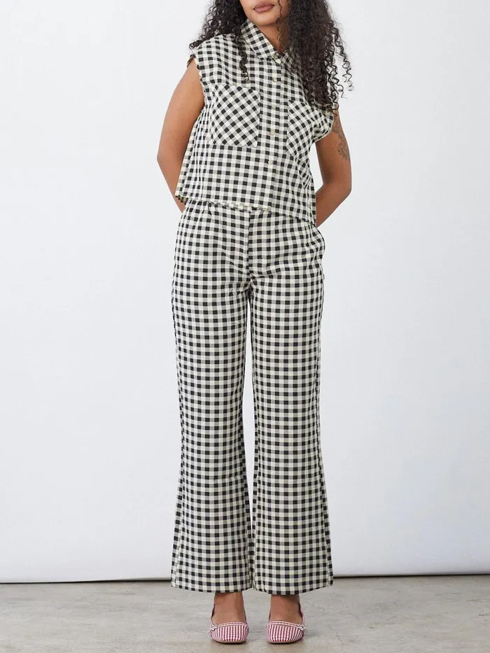 Women Estelle Button Down Black Gingham Lisa Says Gah Blouses