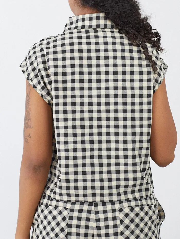 Women Estelle Button Down Black Gingham Lisa Says Gah Blouses