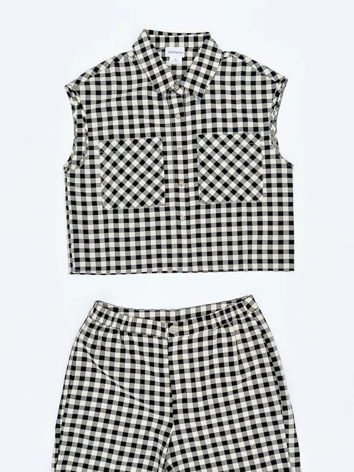 Women Estelle Button Down Black Gingham Lisa Says Gah Blouses