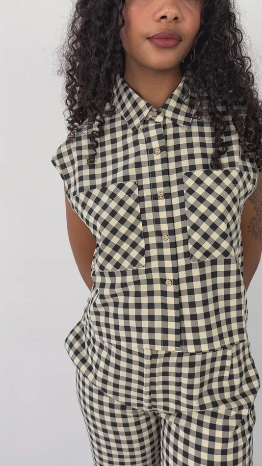 Women Estelle Button Down Black Gingham Lisa Says Gah Blouses