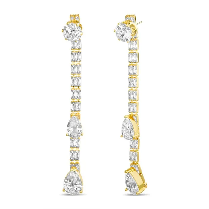 Women Fashion Jewelry Badgley Mischka Cz Linear Earrings