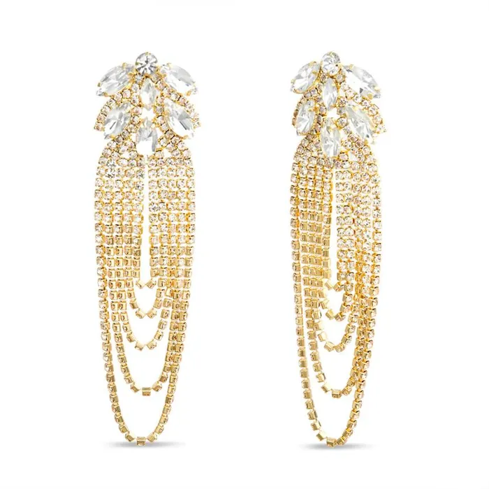 Women Fashion Jewelry Badgley Mischka Oversized Loop Fringe Statement Earrings