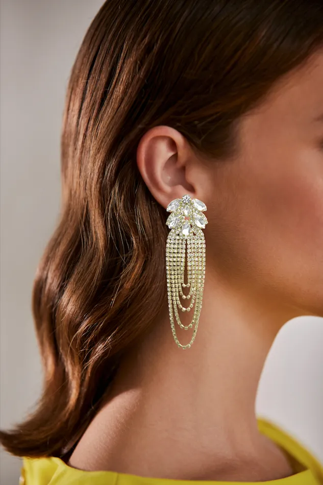 Women Fashion Jewelry Badgley Mischka Oversized Loop Fringe Statement Earrings