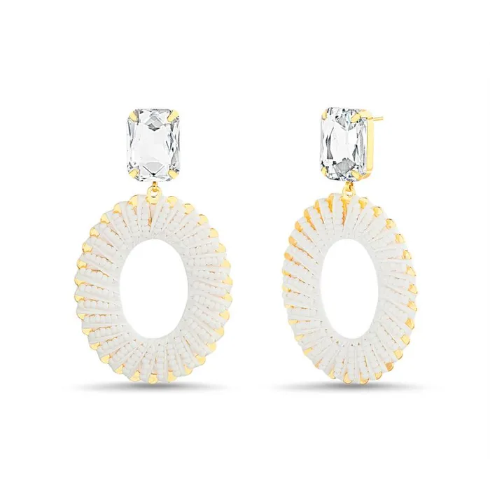 Women Fashion Jewelry Badgley Mischka White Statement Hoop Drop Earrings