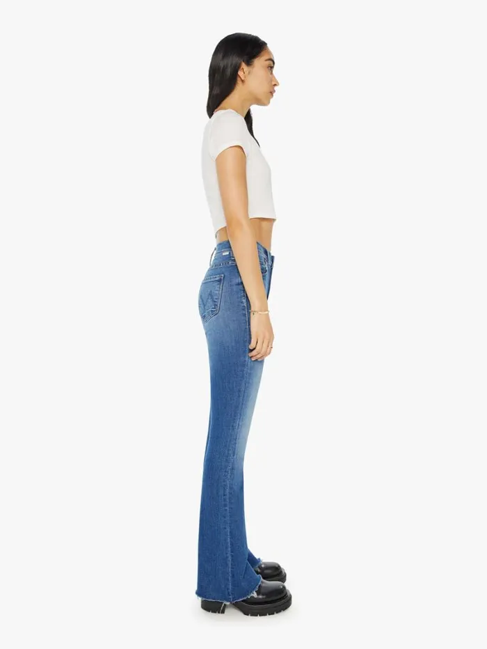 Women Flare Mother Denim The Cruiser Sneak Fray Wash Hike Hike Baby