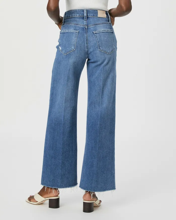 Women Flare PAIGE Anessa Petite 29 Inch Wide Leg Jean 8211 Flamenco Distressed