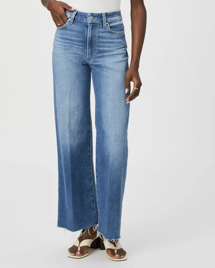 Women Flare PAIGE Anessa Petite 29 Inch Wide Leg Jean 8211 Flamenco Distressed