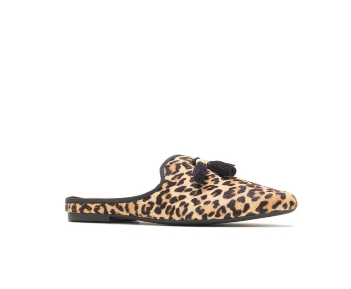 Women Flats and SlipOns Hush Puppies Sadie Tassel Mule Leopard Calf Hair Women Flats and SlipOns Hush Puppies Sadie Tassel Mule Leopard Calf Hair