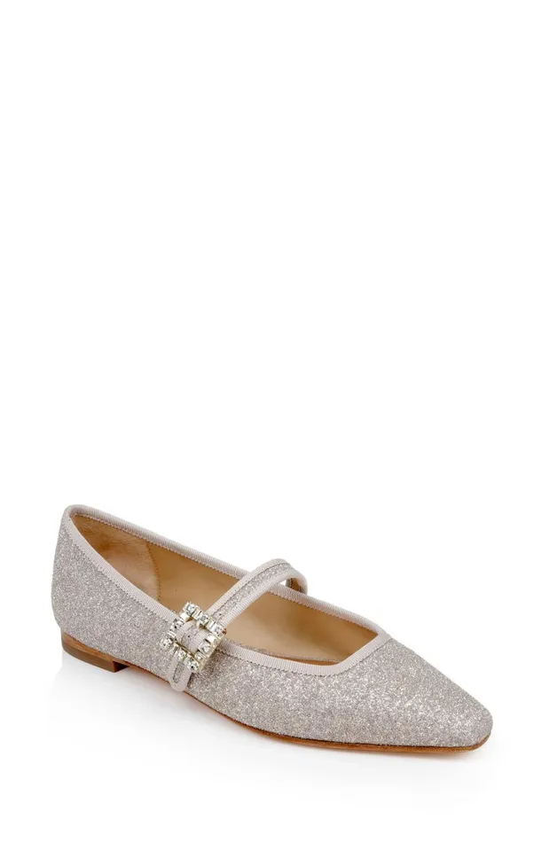 Women Flats Badgley Mischka Brystol Ballerina Flats With Crystal Buckle Black