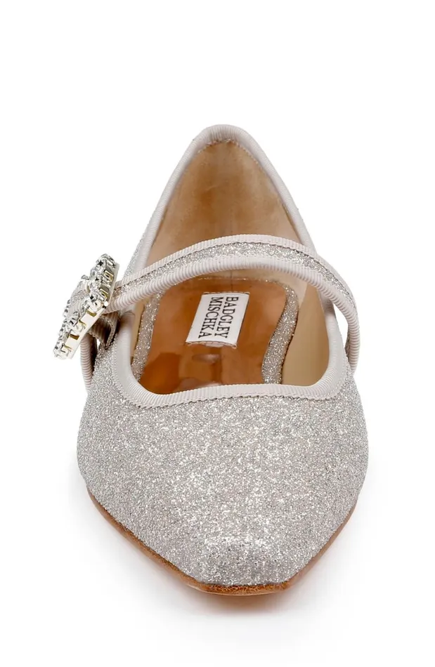 Women Flats Badgley Mischka Brystol Ballerina Flats With Crystal Buckle Black