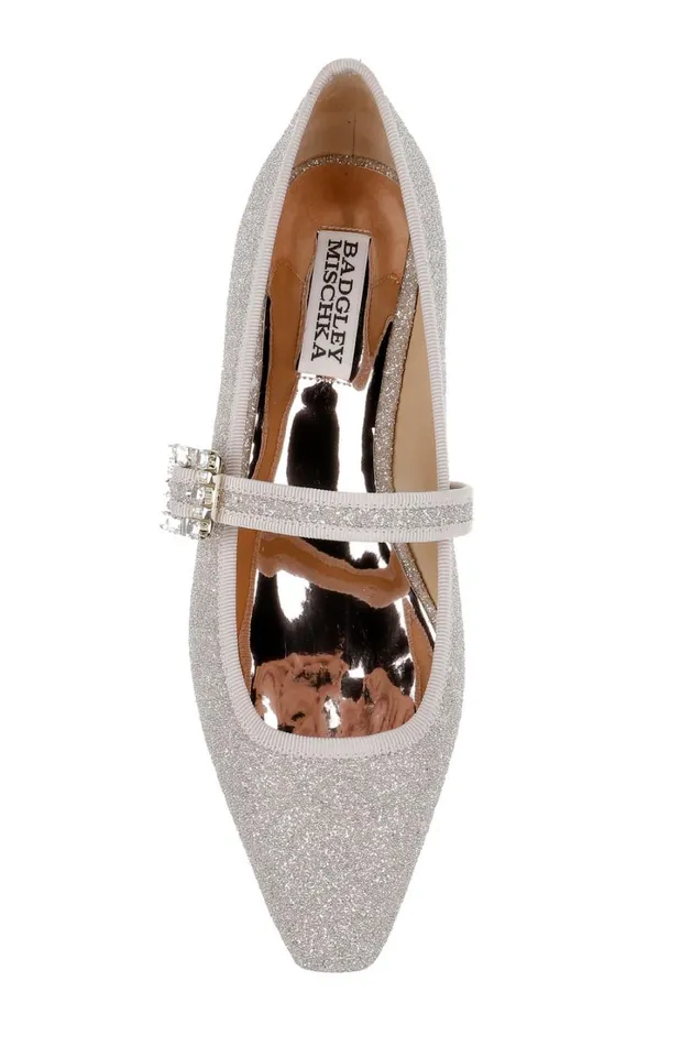 Women Flats Badgley Mischka Brystol Ballerina Flats With Crystal Buckle Black