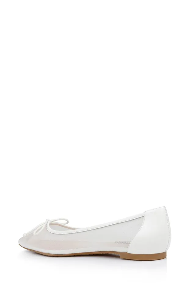Women Flats Badgley Mischka Cam Pointed Toe Leather Flats With Bow Black Leather