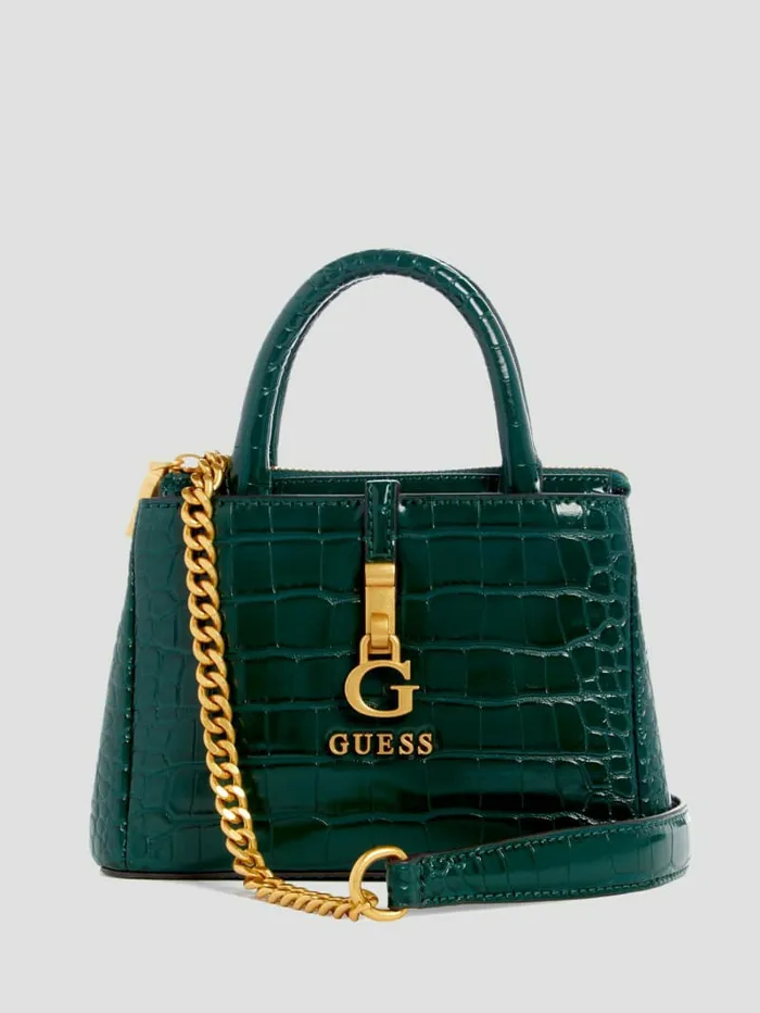 Women G James Mini Satchel Forest Green Handbags GUESS